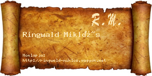 Ringwald Miklós névjegykártya